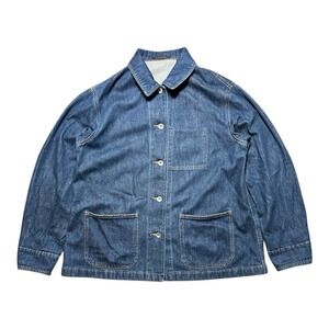 Women's Uniqlo Denim Chore Jacket Oversized Size M Dark Wash